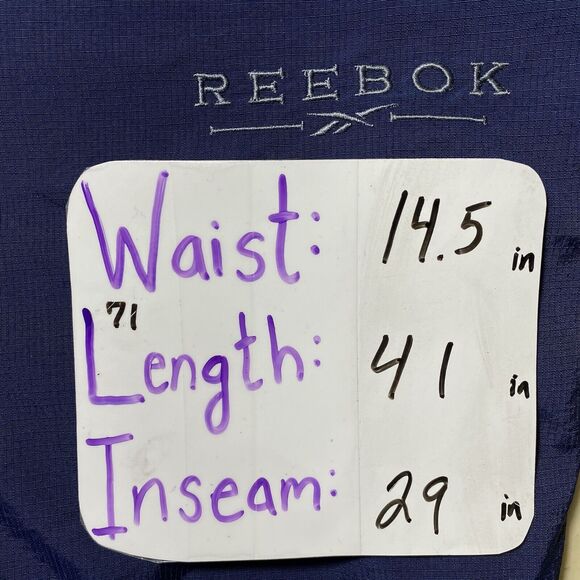 Vintage Reebok Men's Medium Windbreaker Navy Blue Track Pants Activewear Pants - Picture 12 of 12